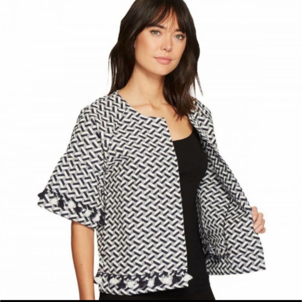 NWT Loramendi Jaquard Crop Jacket w/Tassels sz S